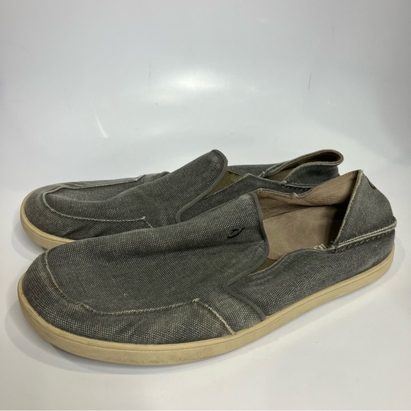Olukai Nohea Lole slip on shoes gray canvas men’s size 11 casual neutral - Picture 1 of 9